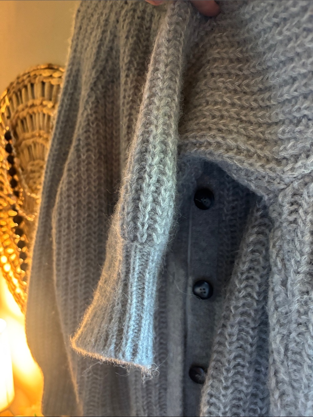 Sezane Emile Grey Button-Up Women's Sweater Cardigan - Picture 4 of 5